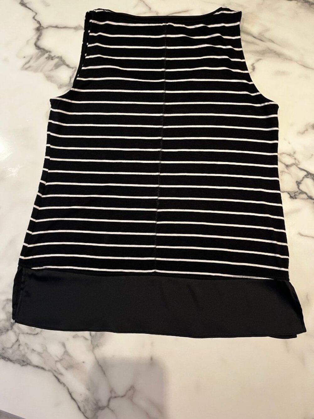 White House Black Market Striped Tank Top Black White -  Size Small - Picture 2 of 6